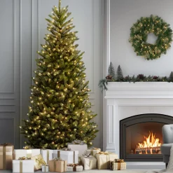 Clearance National Tree Company 9 ft. Pre-Lit Natural Fraser Fir Slim Tree with Clear Lights
