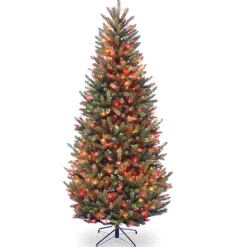 Online National Tree Company 6.5 ft. Pre-Lit Natural Fraser Fir Slim Tree with Multicolor Lights