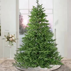 Sale National Tree Company 10 ft. Pre-lit Noble Fir Hinged Tree with Dual Color Lights