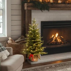 New National Tree Company 3 ft. Pre-Lit Nordic Spruce Tree with LED Lights