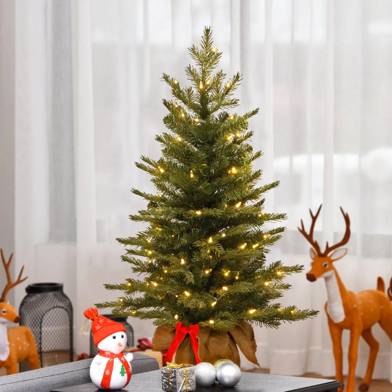 New National Tree Company 3 ft. Pre-Lit Nordic Spruce Tree with LED Lights