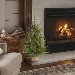 Sale National Tree Company 3 ft. Pre-Lit Nordic Spruce Tree with Clear Lights