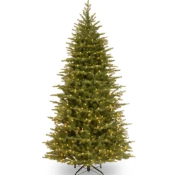 Discount National Tree Company 7.5 ft. Pre-Lit Nordic Spruce Slim Tree with Dual Color LED Lights