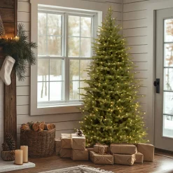 Sale National Tree Company 7.5 ft. Pre-Lit Nordic Spruce Slim Tree with Clear Lights