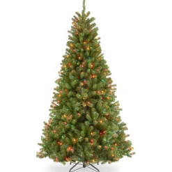 Online National Tree Company 6.5 ft. Pre-Lit North Valley Spruce Tree with Multicolor Lights