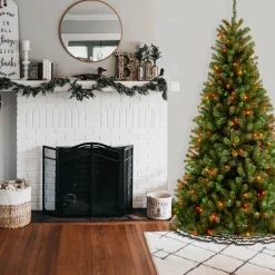Online National Tree Company 6.5 ft. Pre-Lit North Valley Spruce Tree with Multicolor Lights
