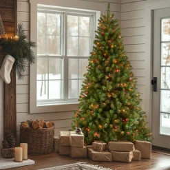 National Tree Company 7 ft. Pre-Lit North Valley Spruce Tree with Multicolor Lights