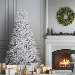 Sale National Tree Company 7.5 ft. Pre-Lit North Valley Spruce White Tree with Clear Lights