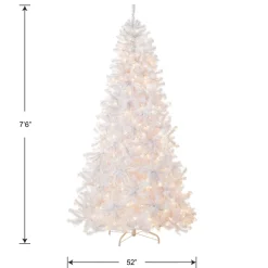 Sale National Tree Company 7.5 ft. Pre-Lit North Valley Spruce White Tree with Clear Lights