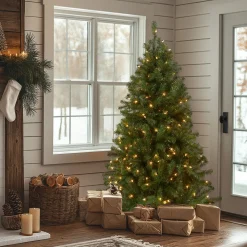 Outlet National Tree Company 5 ft. Pre-Lit North Valley Spruce Tree with Clear Lights