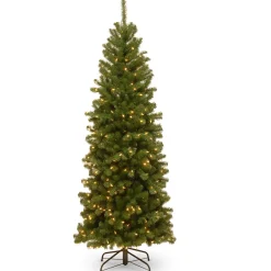 Clearance National Tree Company 6 ft. Pre-Lit North Valley Spruce Pencil Slim Tree with Clear Lights