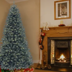New National Tree Company 7 ft. Pre-Lit North Valley Spruce Blue Tree with Clear Lights