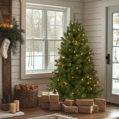 Discount National Tree Company 4.5 ft. Pre-Lit North Valley Spruce Tree with Clear Lights