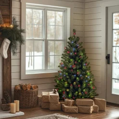 New National Tree Company 4.5 ft. Pre-Lit North Valley Spruce Tree with Multicolor Lights