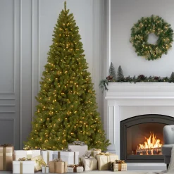 New National Tree Company 10 ft. Pre-Lit North Valley Spruce Tree with Clear Lights