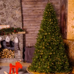 New National Tree Company 10 ft. Pre-Lit North Valley Spruce Tree with Clear Lights