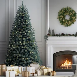 Best National Tree Company 7.5 ft. Pre-Lit North Valley Spruce Blue Tree with Clear Lights