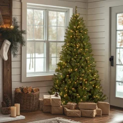 Sale National Tree Company 7.5 ft. Pre-Lit North Valley Spruce Tree with Clear Lights