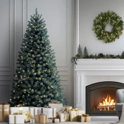 New National Tree Company 6.5 ft. Pre-Lit North Valley Spruce Blue Tree with Clear Lights