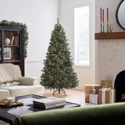New National Tree Company 6.5 ft. Pre-Lit North Valley Spruce Blue Tree with Clear Lights