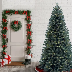 New National Tree Company 6.5 ft. Pre-Lit North Valley Spruce Blue Tree with Clear Lights