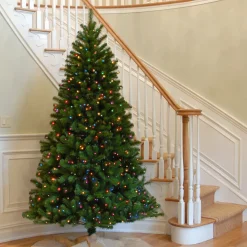 National Tree Company 7.5 ft. Pre-Lit North Valley Spruce Slim Tree with Multicolor Lights