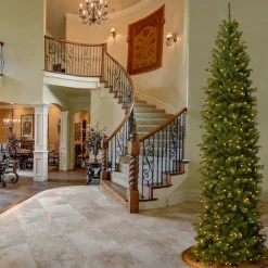 Hot National Tree Company 10 ft. Pre-Lit North Valley Spruce Pencil Slim Tree with Clear Lights