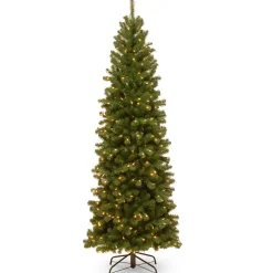 National Tree Company 7.5 ft. Pre-Lit North Valley Spruce Pencil Slim Tree with Clear Lights