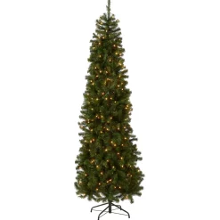 National Tree Company 7.5 ft. Pre-Lit North Valley Spruce Pencil Slim Tree with Clear Lights
