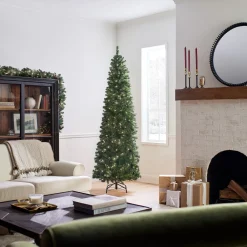 National Tree Company 7.5 ft. Pre-Lit North Valley Spruce Pencil Slim Tree with Clear Lights