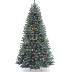 Outlet National Tree Company 7.5 ft. Pre-Lit North Valley Spruce Blue Tree with Multicolor Lights