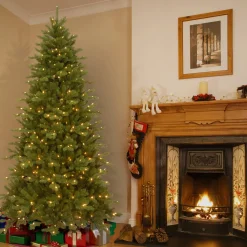 Online National Tree Company 7.5 ft. Pre-Lit Northern Spruce Memory-Shape Tree with PowerConnect Dual Color LED Lights and Music Match