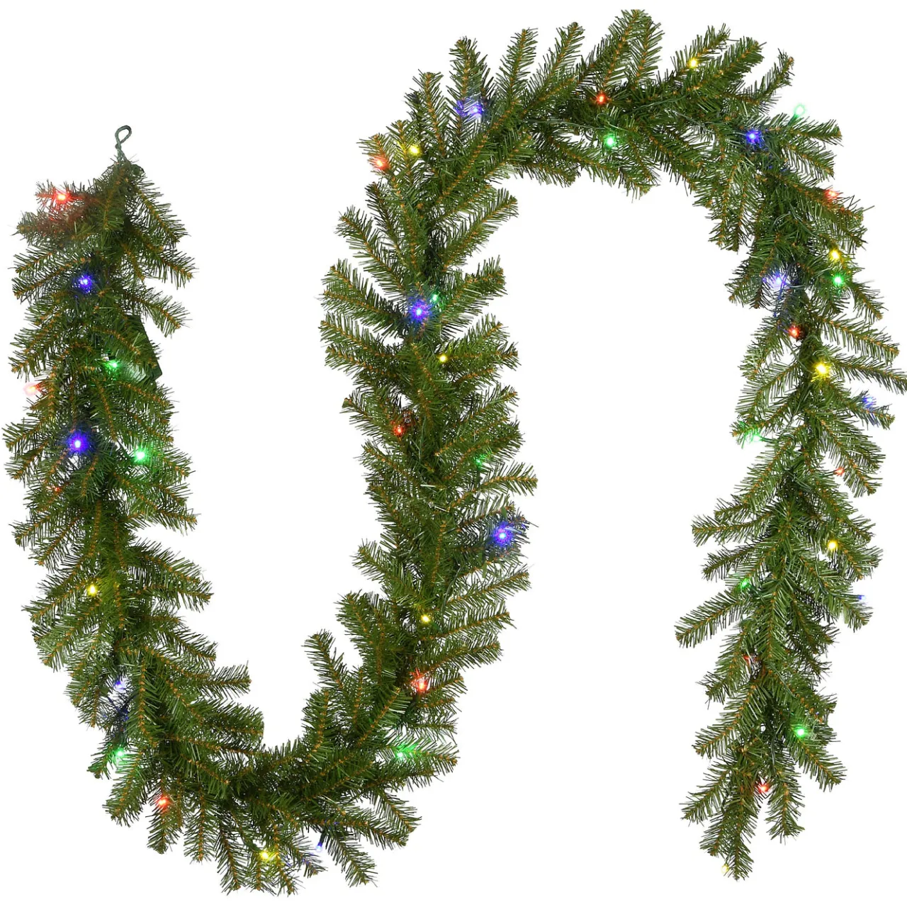 Online National Tree Company 9 ft. Pre-Lit Norwood Fir Garland with Battery Operated Multicolor LED Lights