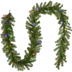 Online National Tree Company 9 ft. Pre-Lit Norwood Fir Garland with Battery Operated Multicolor LED Lights