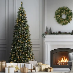 National Tree Company 7.5 ft. Pre-Lit Oakley Hills Slim Tree with LED Lights