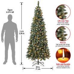 National Tree Company 7.5 ft. Pre-Lit Oakley Hills Slim Tree with LED Lights