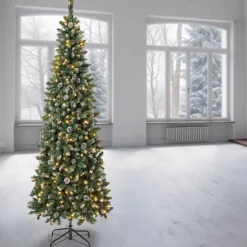 National Tree Company 7.5 ft. Pre-Lit Oakley Hills Slim Tree with LED Lights