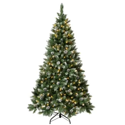 Sale National Tree Company 6 ft. Pre-Lit Oakley Hills Snow Tree with Warm White LED Lights