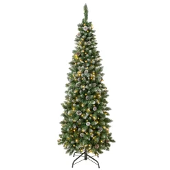 Discount National Tree Company 6 ft. Pre-Lit Oakley Hills Snow Slim Tree with LED Lights