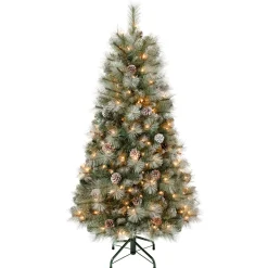 New National Tree Company 4.5 ft. Pre-Lit Perry Mixed Pine Tree with Clear Lights