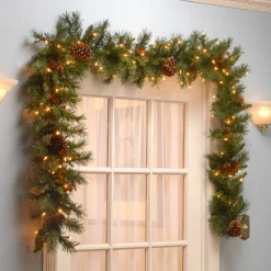 Sale National Tree Company 9 ft. Pre-Lit Pine Cone Garland with Clear Lights
