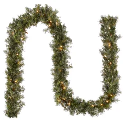 Discount National Tree Company 9 ft. Pre-Lit Plug-In Norwood Fir Garland with Clear Lights - 10 in Diameter