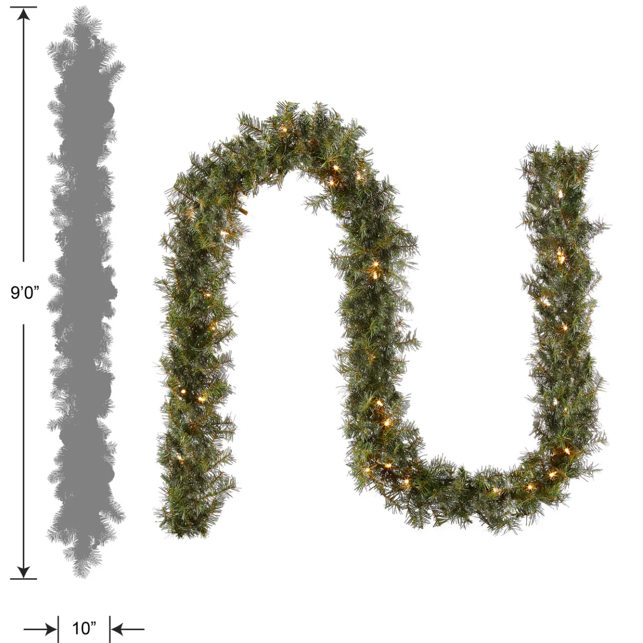 Discount National Tree Company 9 ft. Pre-Lit Plug-In Norwood Fir Garland with Clear Lights - 10 in Diameter