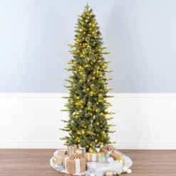 National Tree Company 7.5 ft. Pre-Lit Prancer Fir Pencil Slim Tree with Clear Lights