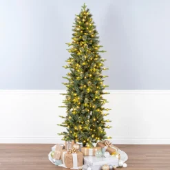 National Tree Company 7.5 ft. Pre-Lit Prancer Fir Pencil Slim Tree with Clear Lights