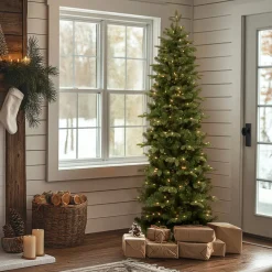 Outlet National Tree Company 6.5 ft. Pre-Lit Prescott Pencil Slim Tree with Clear Lights