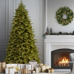 New National Tree Company 9 ft. Pre-Lit Princeton Fraser Fir with PowerConnect Dual Color LED Lights