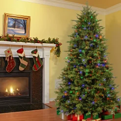New National Tree Company 9 ft. Pre-Lit Princeton Fraser Fir with PowerConnect Dual Color LED Lights