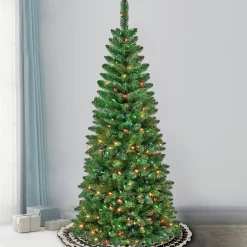Hot National Tree Company 6 ft. Pre-Lit Rowan Slim Tree with Multicolor Lights