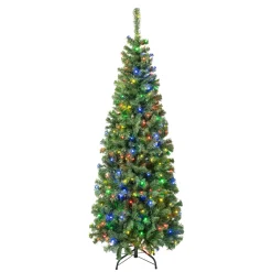 Clearance National Tree Company 6 ft. Pre-Lit Sagamore Slim Tree with Multi LED Lights